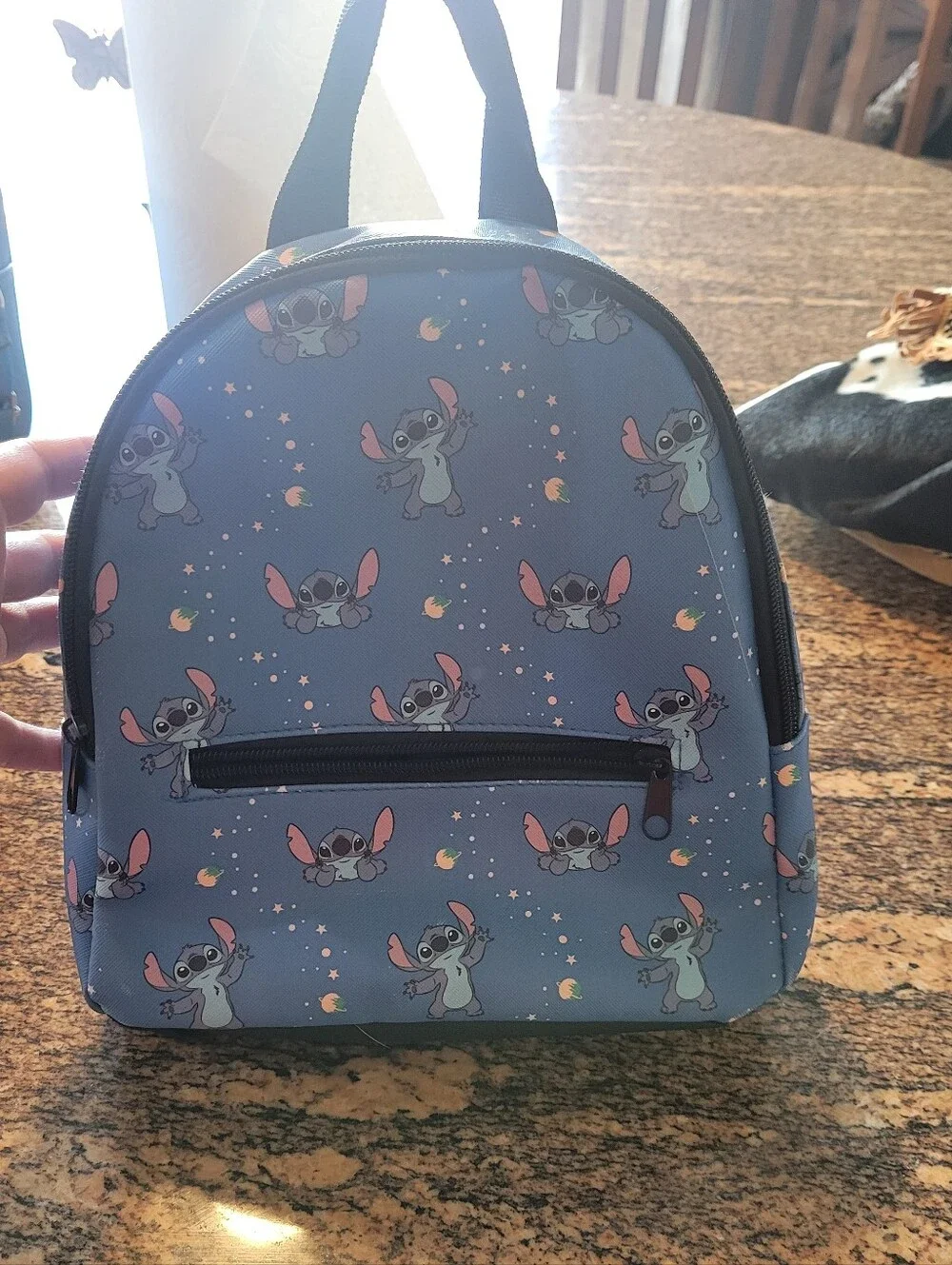Disney Kids Mini Backpack with Blue and Pink Stitch Pattern